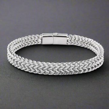 8mm Silver Foxtail Chain Bracelet for Men Punk Biker Bracelet